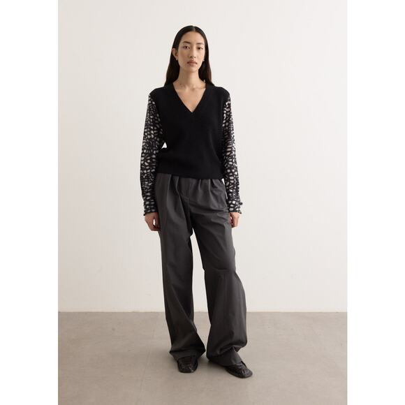 Dries Van Noten Tomina Silk Sleeve V Neck Sweater in Black L - Picture 5 of 5